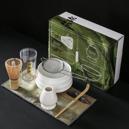 Ceremonial Splendor: Japanese Matcha Tea Ensemble with Artisanal Matcha Brush