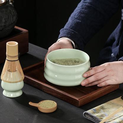 Ceremonial Splendor: Japanese Matcha Tea Ensemble with Artisanal Matcha Brush