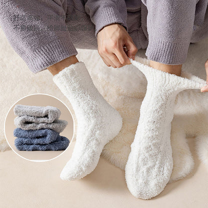 Winter Warm Fuzzy Coral Fleece Socks Women Men Velvet Thickened Home Sleeping Floor Socks