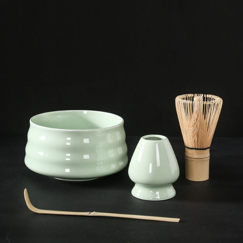 Ceremonial Splendor: Japanese Matcha Tea Ensemble with Artisanal Matcha Brush