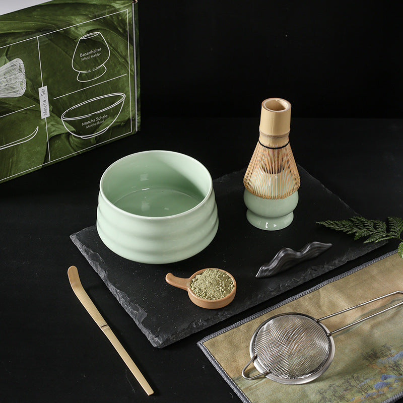 Ceremonial Splendor: Japanese Matcha Tea Ensemble with Artisanal Matcha Brush