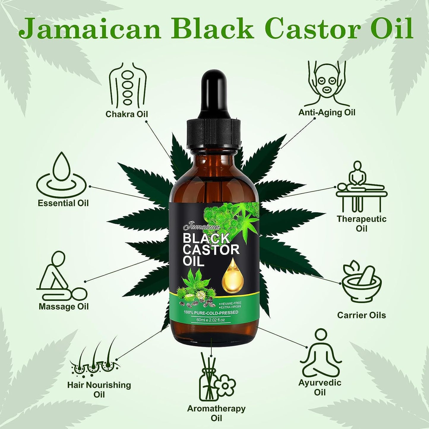 Black Castor Oil - Massage, Hair Care, and Essential Oil - Cross-Border Beauty