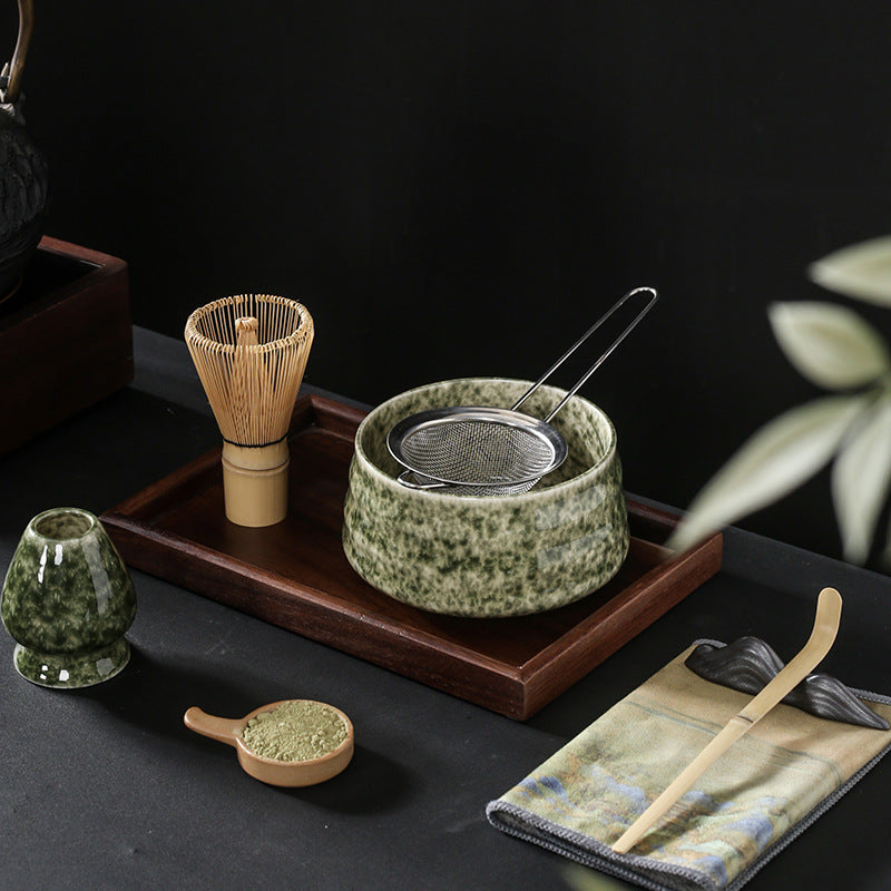 Ceremonial Splendor: Japanese Matcha Tea Ensemble with Artisanal Matcha Brush