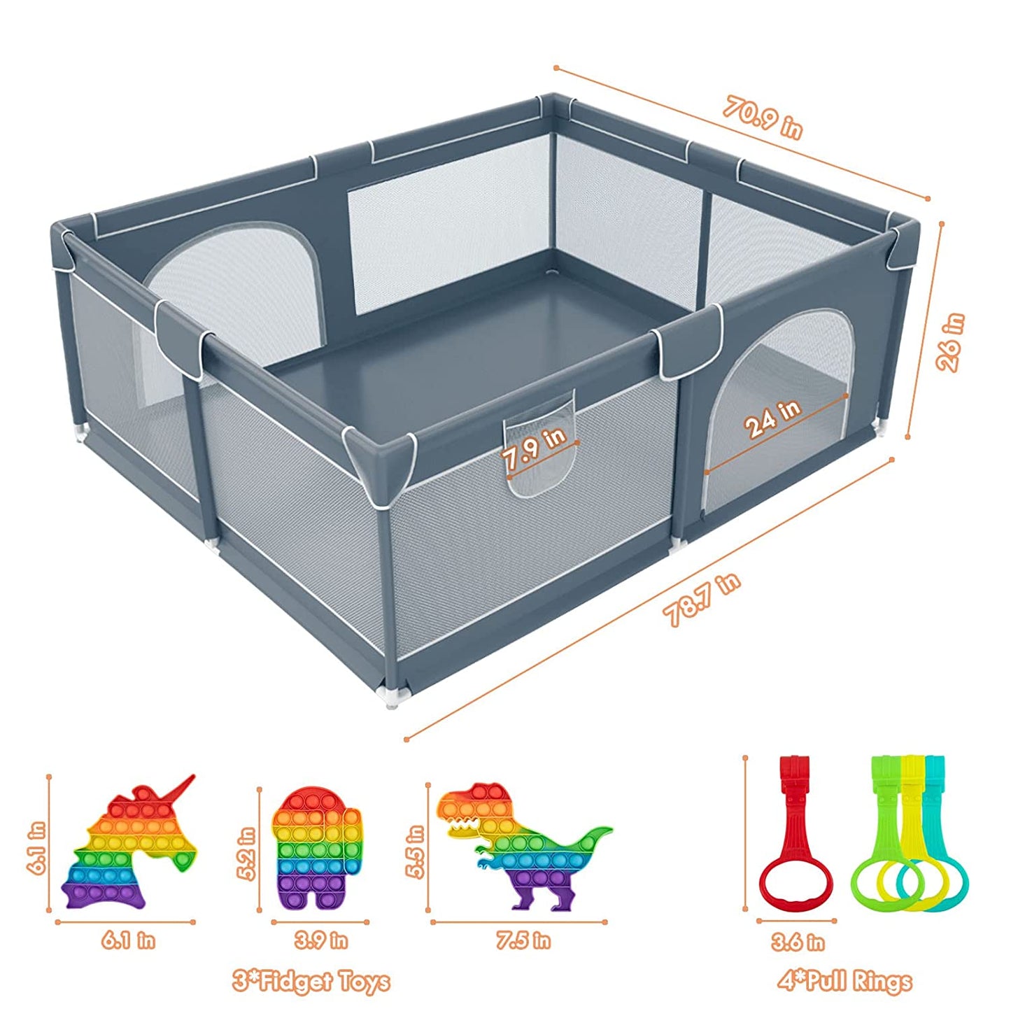 Patio de juegos para bebés RAINBEAN - Ideal para espacios pequeños | Espacioso, seguro y fácil de montar.