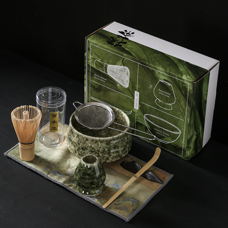 Ceremonial Splendor: Japanese Matcha Tea Ensemble with Artisanal Matcha Brush