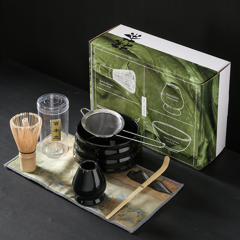 Ceremonial Splendor: Japanese Matcha Tea Ensemble with Artisanal Matcha Brush