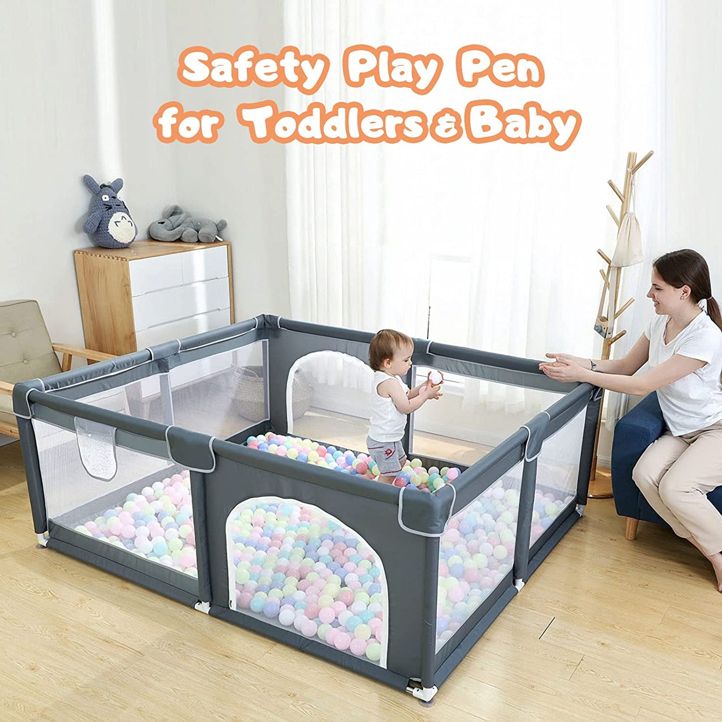 RAINBEAN Baby Play Yard - Ideal for Small Spaces | Spacious, Safe, Easy Assemble