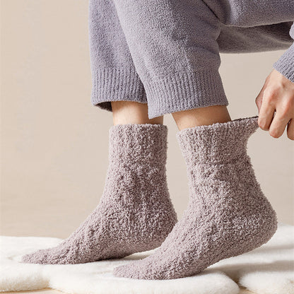 Winter Warm Fuzzy Coral Fleece Socks Women Men Velvet Thickened Home Sleeping Floor Socks